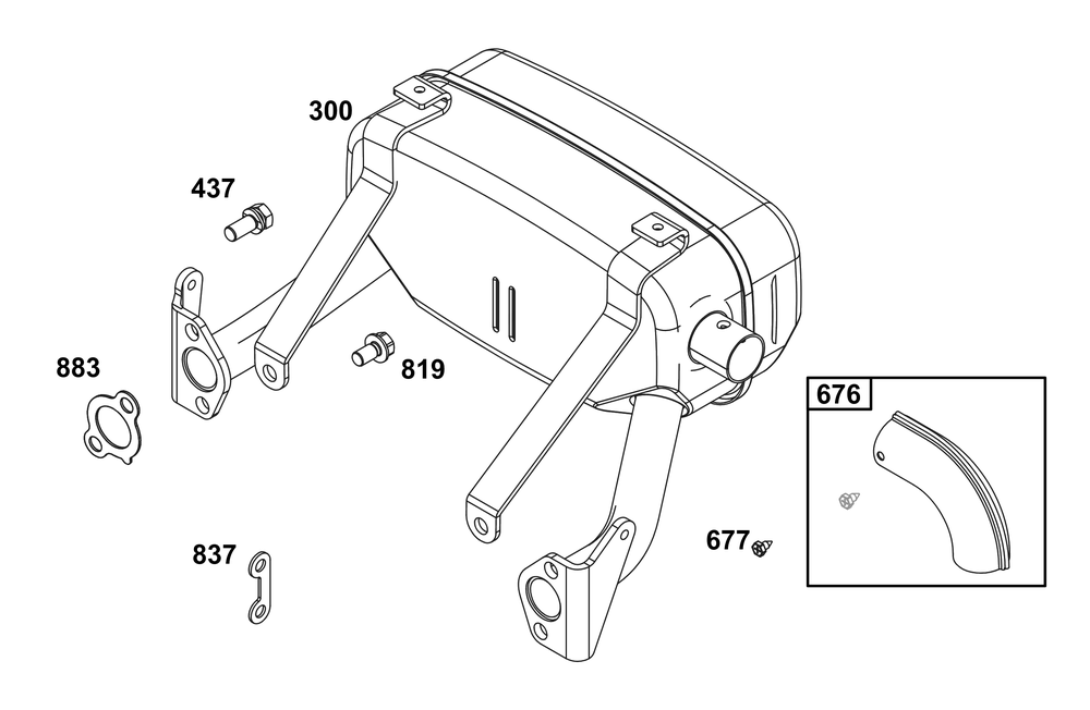 Exhaust Group Diagram and Parts List for 356447-3530-B5 200000 - 399999 Briggs and Stratton Engine